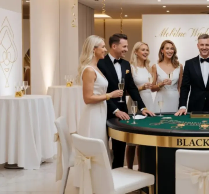Mobilna strefa blackjacka przygotowana na eleganczne wydarzenie