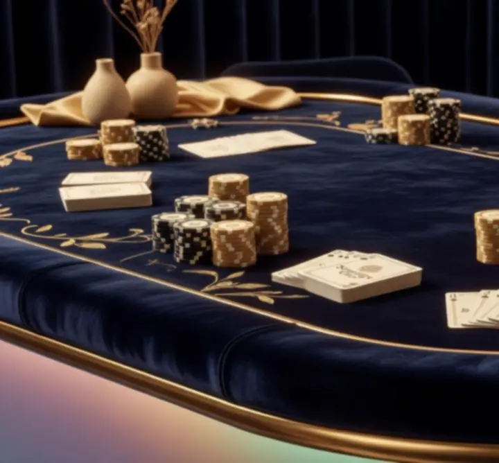 Dekoracyjna strefa pokerowa z eleganckimi detalami i oświetleniem