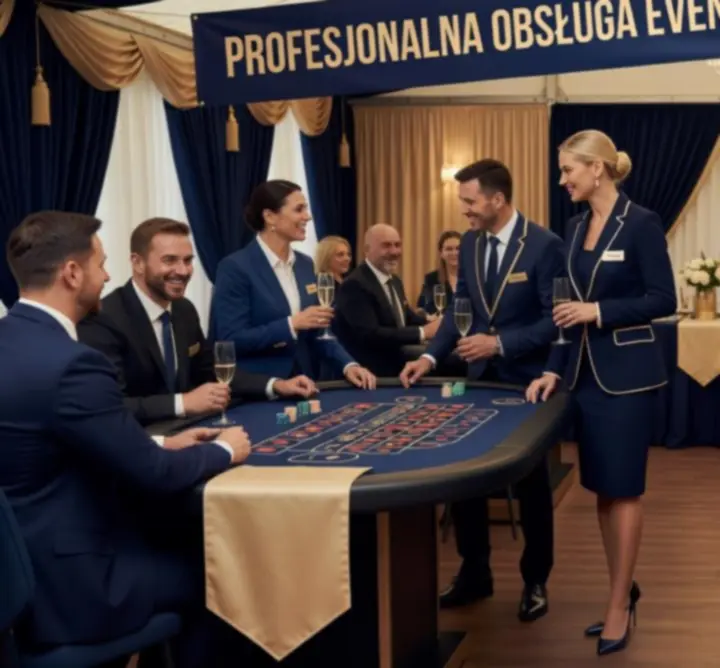 Profesjonalni gospodarze i animatorzy prowadzący elegancki event rozrywkowy