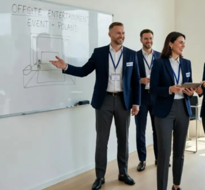 Zespół BHP KINGA ZACH HS TRAINING AND SERVICES podczas przygotowania mobilnego eventu rozrywkowego